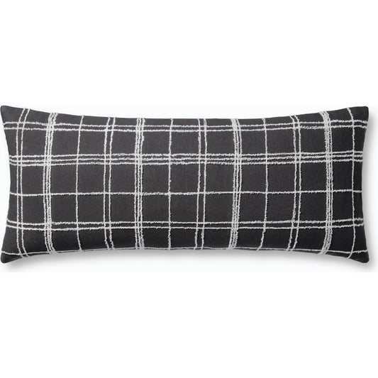 PJS0012 Pillow by Jean Stoffer x Loloi in graphite, ivory. Made from cotton, acrylic in a modern style.