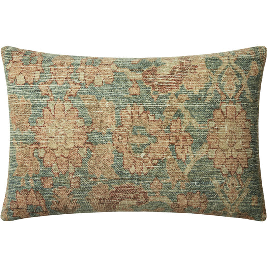 Clay PAR0002 Pillow by Angela Rose x Loloi in teal, terracotta. Made from cotton / polyester in a unique style.