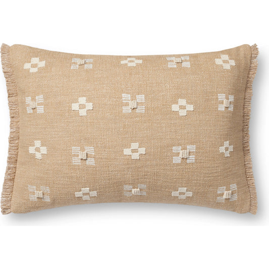PLL0122 Pillow by Loloi in natural. Made from cotton / polyester / rayon in a modern style.