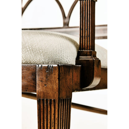 Buckingham Regency Mahogany Curved Back Arm Chair by Jonathan Charles in antique mahogany medium. Made from acacia in a modern style.