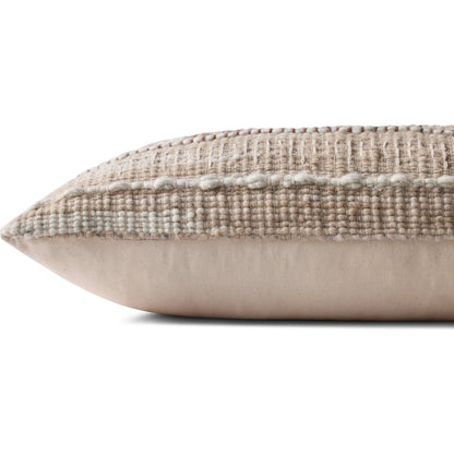 PLL0124 Pillow by Loloi in ivory, beige. Made from wool, cotton in a rustic style.