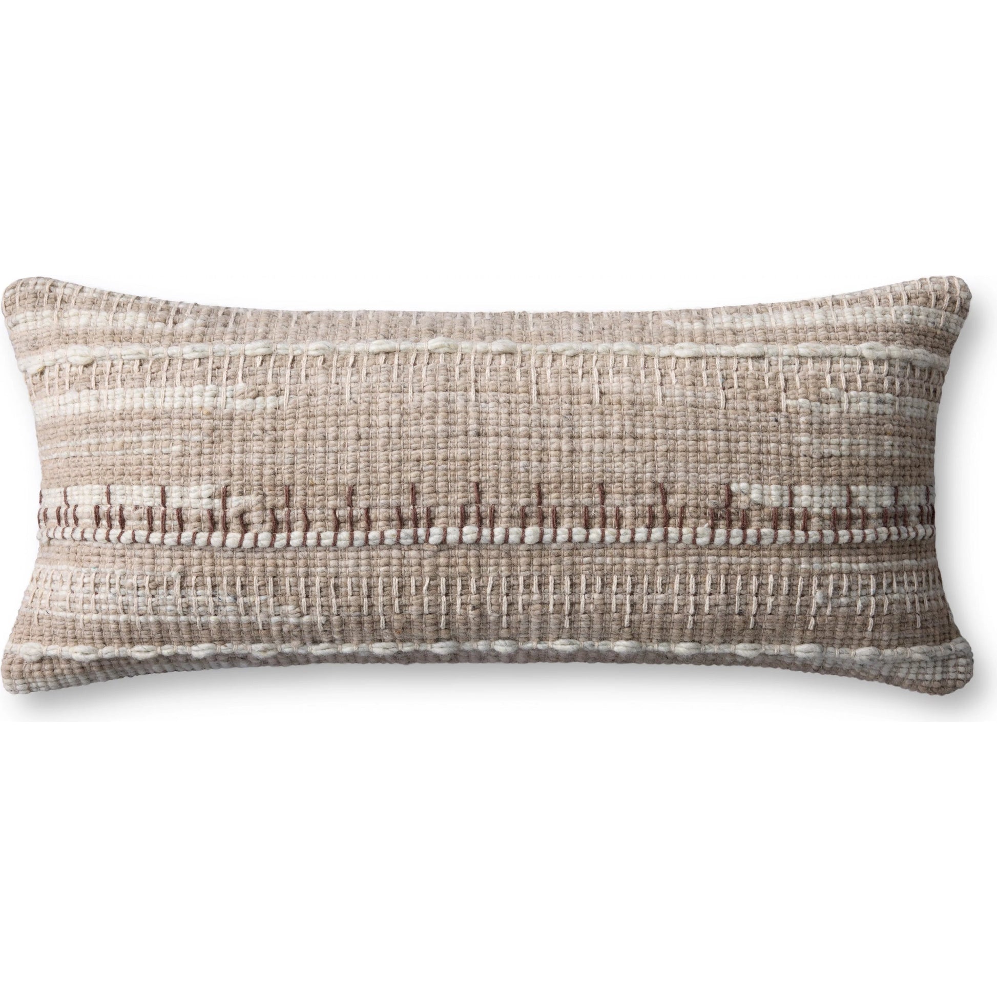 PLL0124 Pillow by Loloi in ivory, beige. Made from wool, cotton in a rustic style.