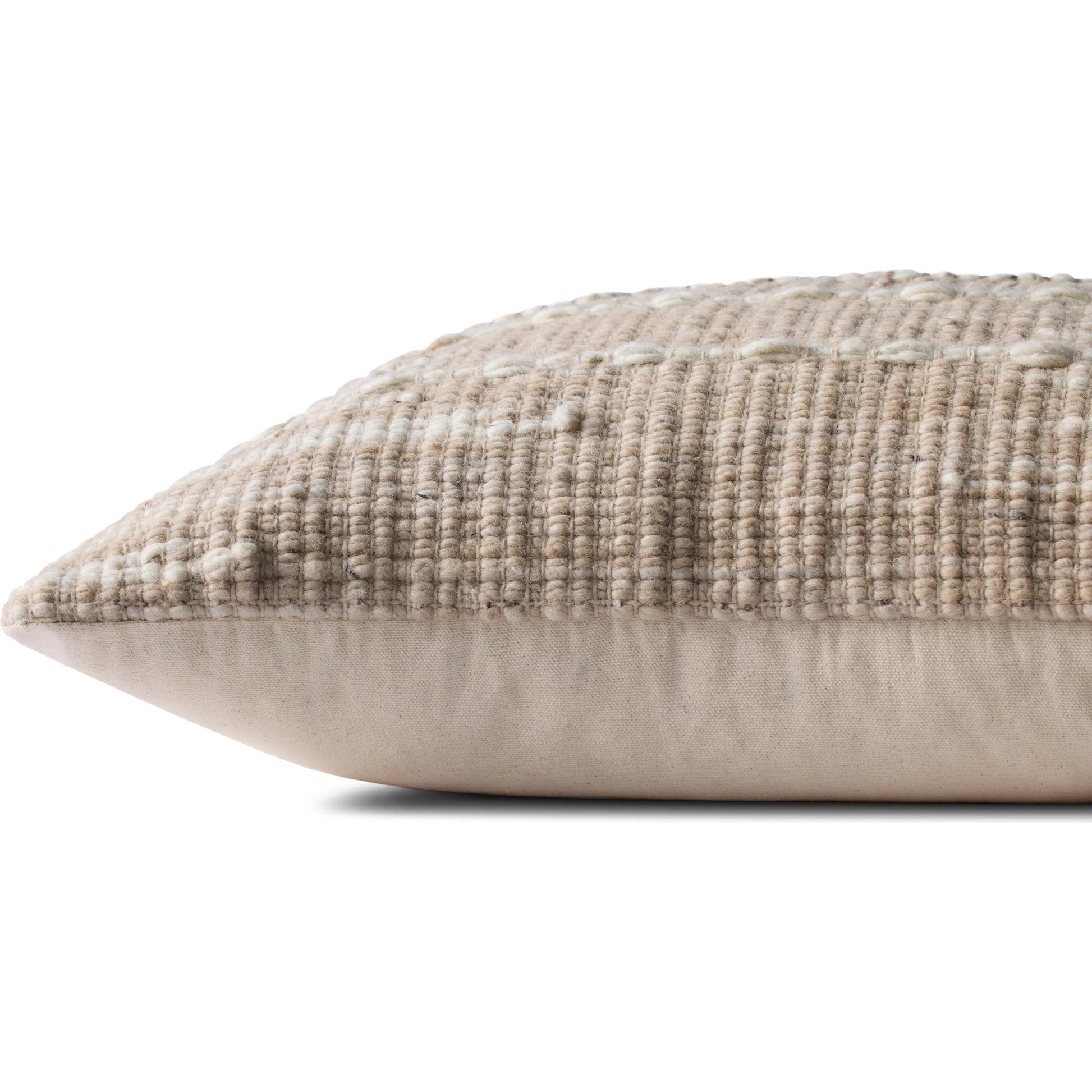 PLL0124 Pillow by Loloi in ivory, beige. Made from wool, cotton in a rustic style.