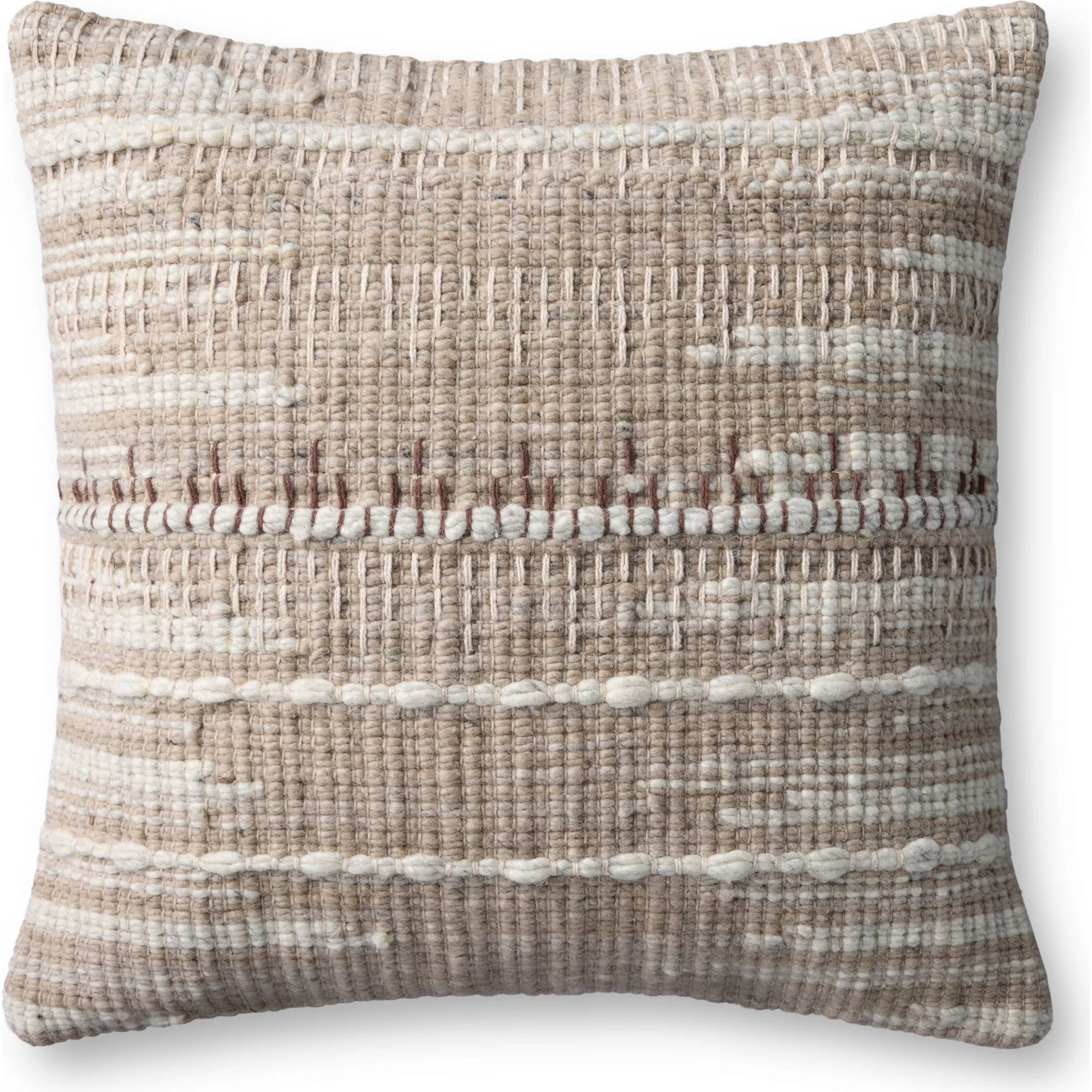 PLL0124 Pillow by Loloi in ivory, beige. Made from wool, cotton in a rustic style.