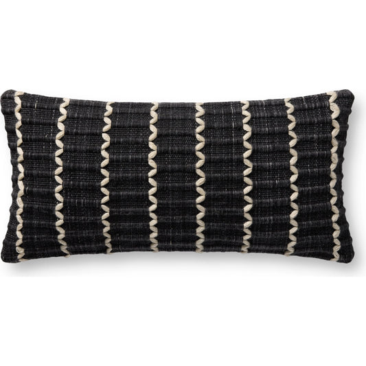 PLL0187 Indoor/Outdoor Pillow by Loloi in black. Made from 100% polyester in a unique style.