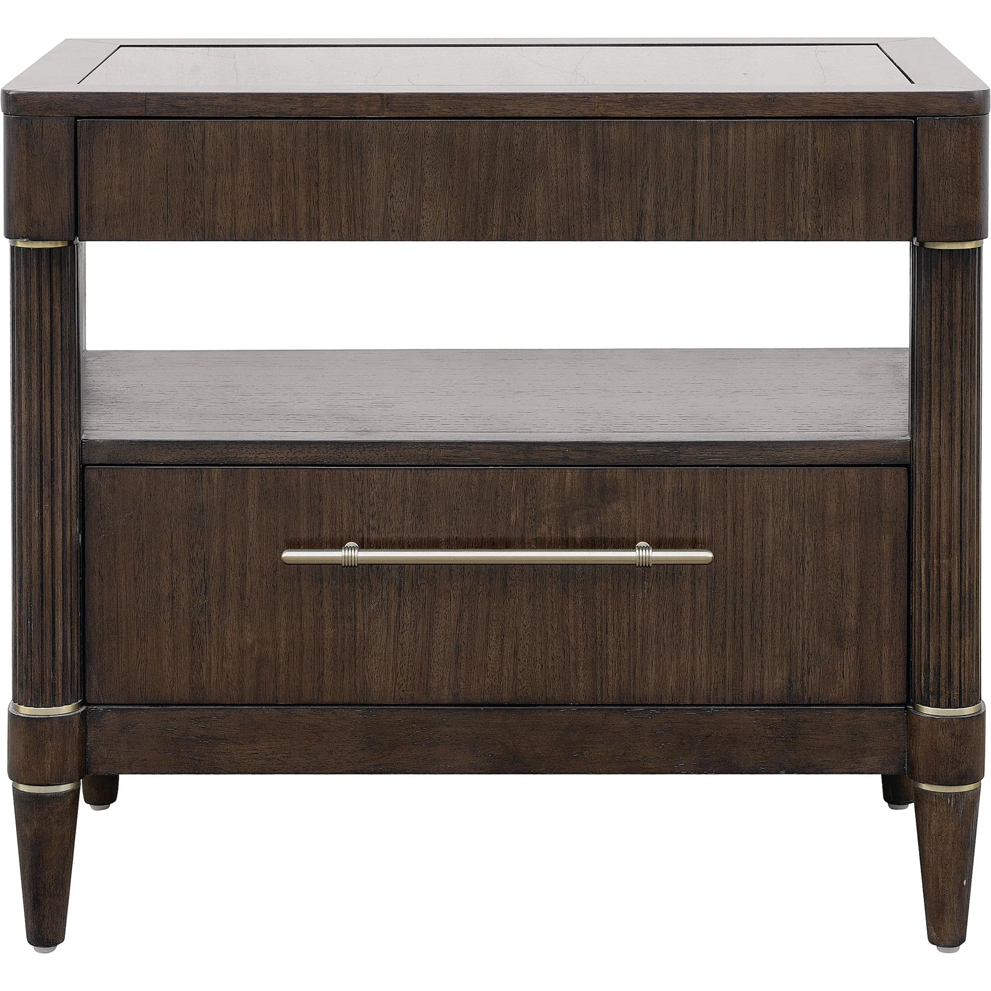 Asher Park Glass Top Bachelor's Chest by Pulaski Furniture in piano brown. Made from eucalyptus veneers in a unique style.