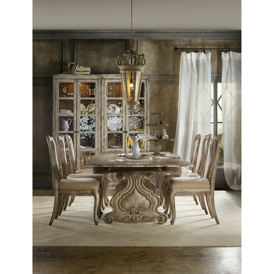 Chatelet Bunching Curio Cabinet by Hooker Furniture in caramel froth, paris vintage. Made from pecan veneers, seeded glass in a traditional style.