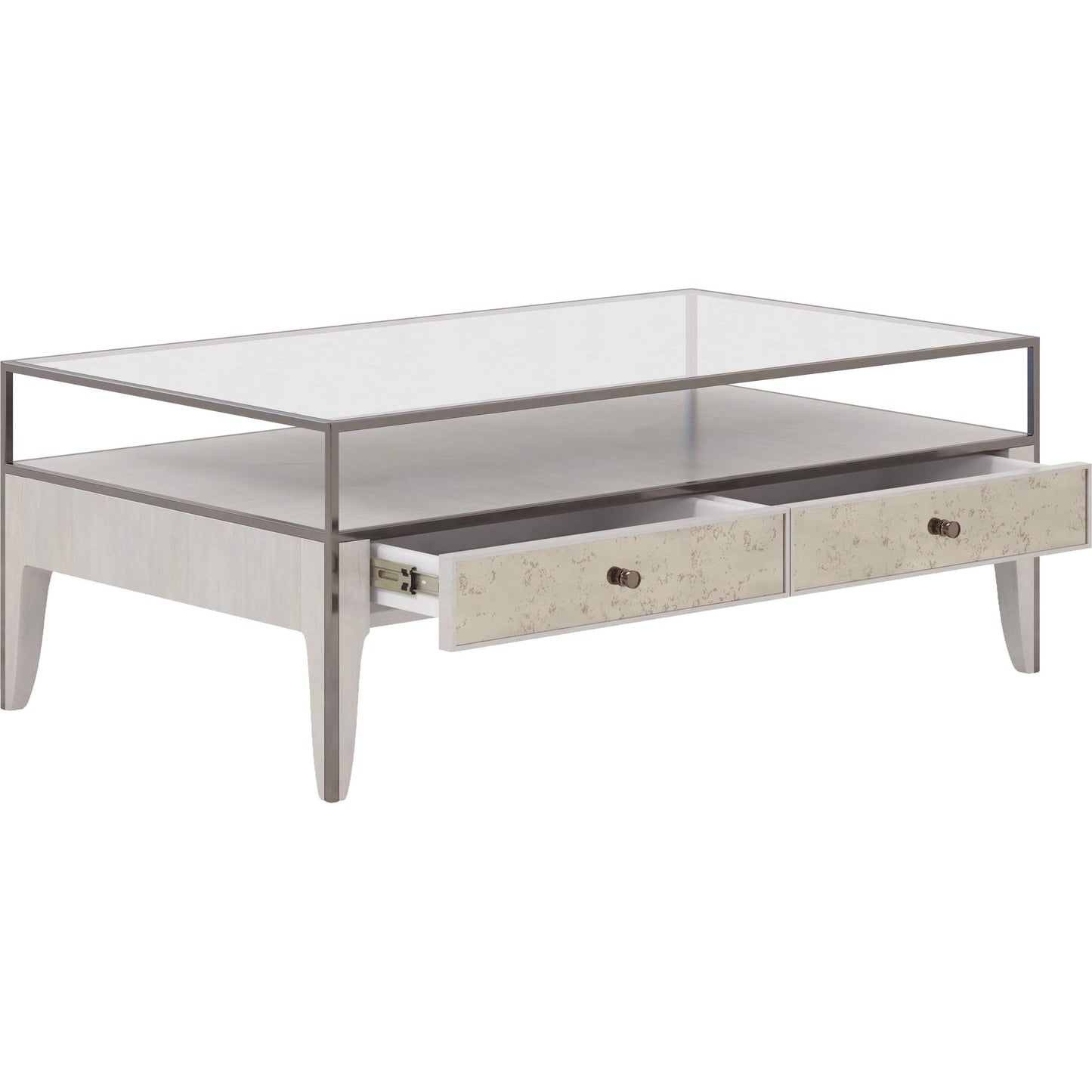 003 SI-2155800 | Additional Silo | Mezzanine Rectangular Cocktail Table by A.R.T. Furniture in dove gray. Made from parawood, poplar solids, maple veneer, mirror, glass, steel in a modern style.