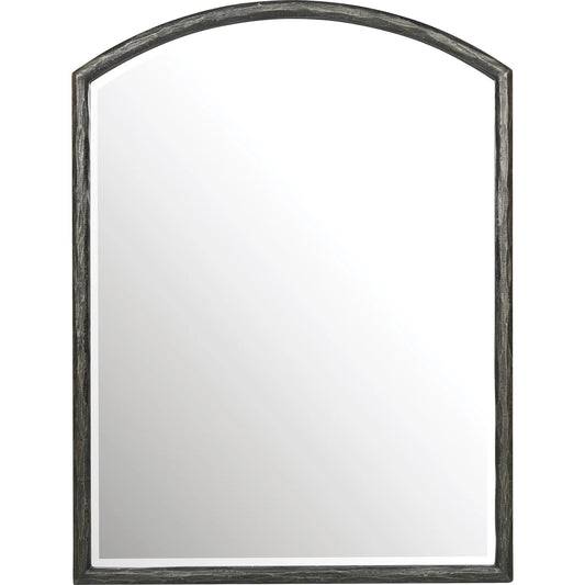 Driftwood Vertical Mirror by Hooker Furniture in gray. Made from resin, wood, mirror glass, leather, dark blond (semi-aniline top grain) in a transitional style.