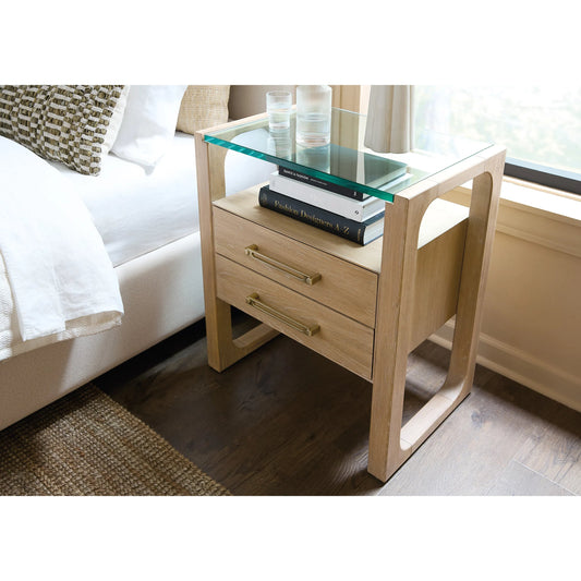 Banyon Bay Two Drawer Nightstand by Hooker Furniture in light wood. Made from unique in a transitional style.