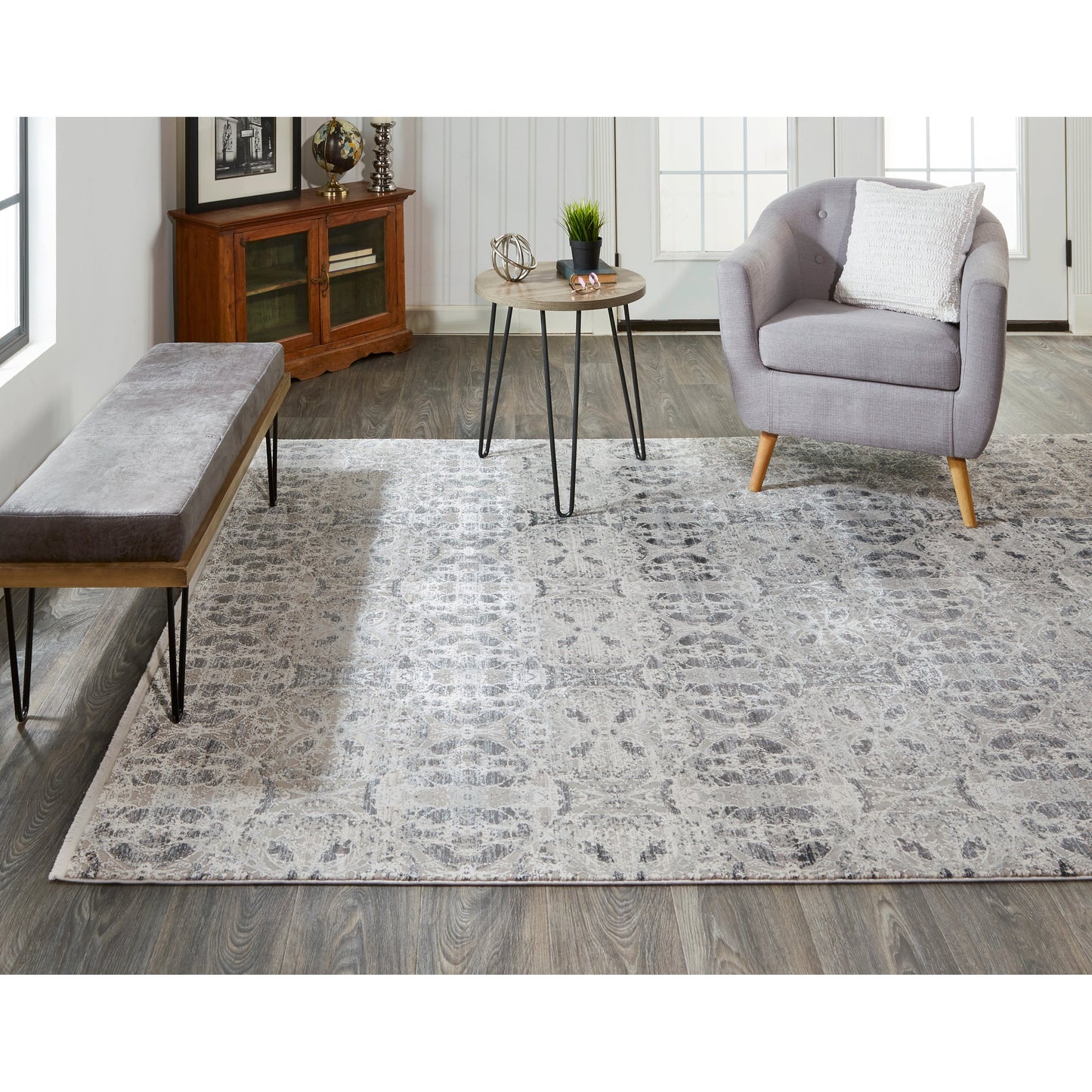 007 SI-1868755,SI-1868756,SI-1868757 | Lifestyle | Cadiz Oriental Rug - 3990F by Feizy in gray, taupe, ivory. Made from viscose, acrylic in a unique style.