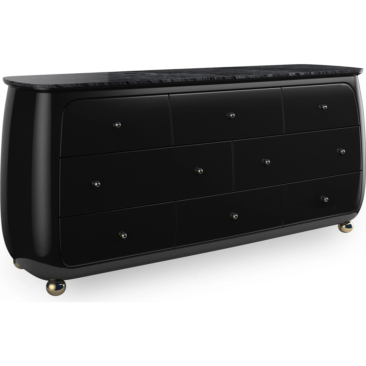 002 SI-2250462 | Additional Silo | Cabochon Dresser by Caracole in piano black. Made from resin in a modern style.