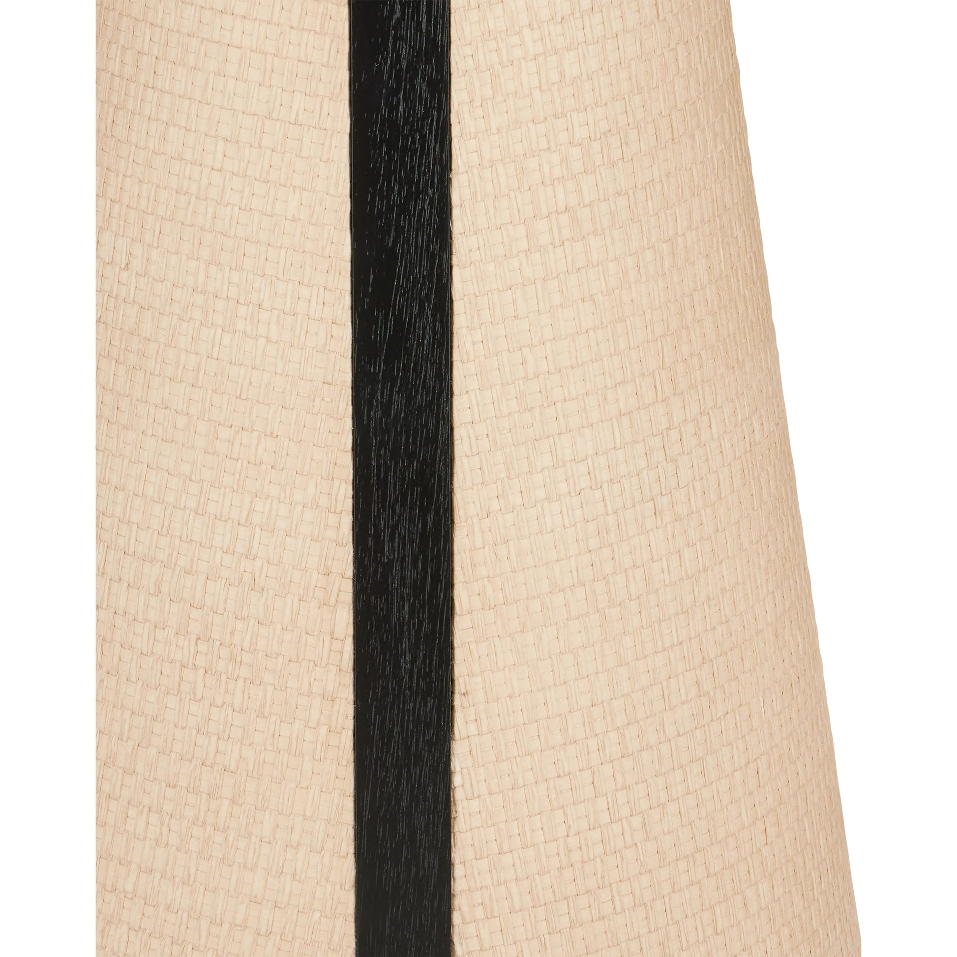 Deanna Raffia Accent Table by Currey and Company in ivory, black, clear. Made from raffia, okume veneer, tempered glass in a modern style.