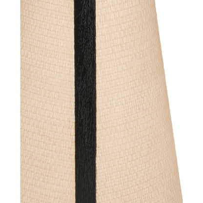 Deanna Raffia Accent Table by Currey and Company in ivory, black, clear. Made from raffia, okume veneer, tempered glass in a modern style.