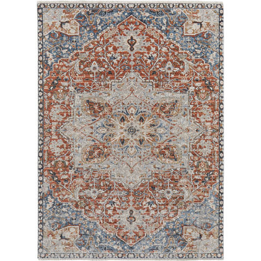 Kaia Transitional Rug - 39HXF by Feizy in orange, ivory, blue. Made from 73% polypropylene, 15% viscose, 12% polyester in a unique style.