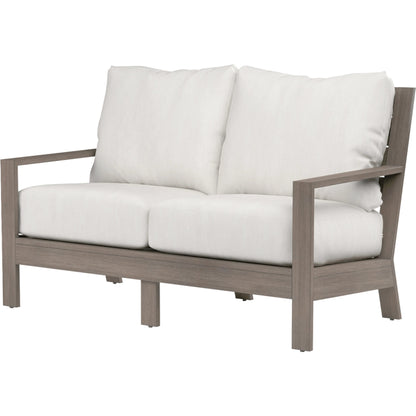 Laguna Outdoor Loveseat by Sunset West in browns. Made from aluminum in a modern style.