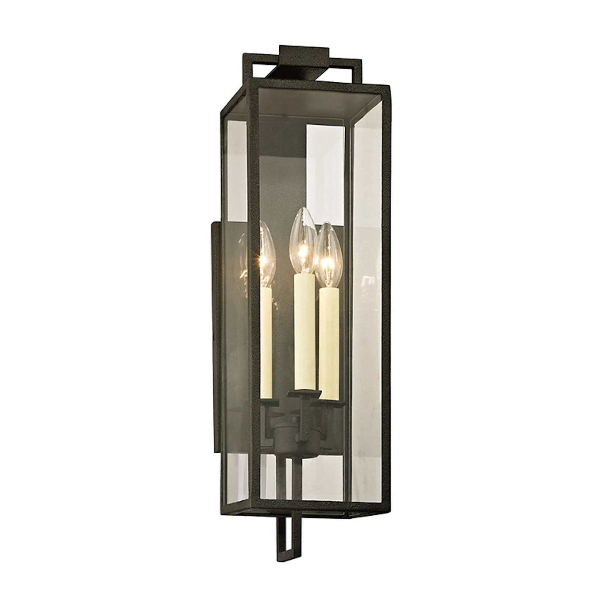 Beckham Sconce by Troy in forged iron. Made from hand worked iron in a unique style.