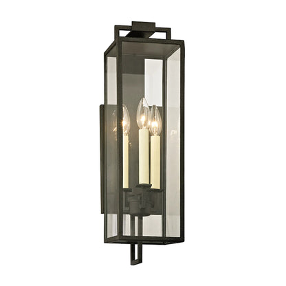 Beckham Sconce by Troy in forged iron. Made from hand worked iron in a unique style.