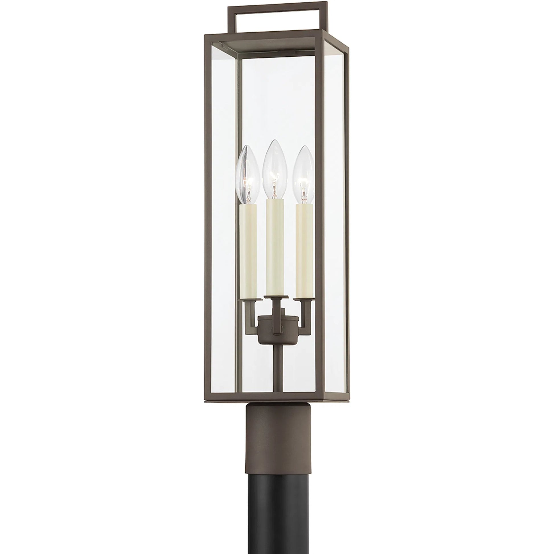 Beckham Exterior Post by Troy in textured bronze. Made from steel in a modern style.