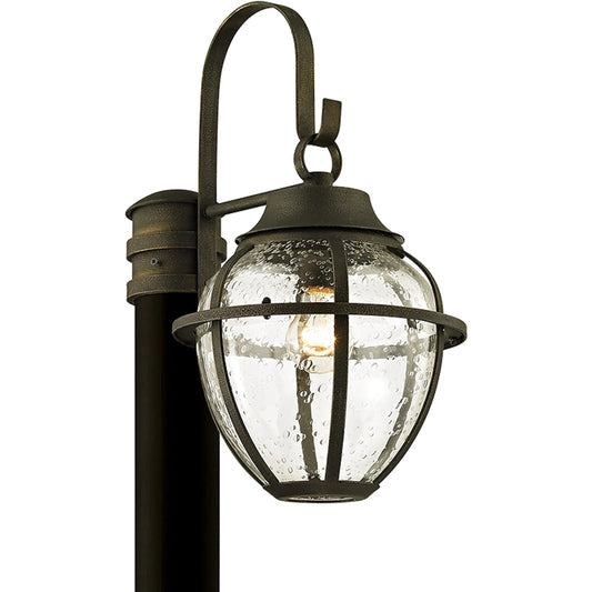 Bunker Hill Post Light by Troy in vintage bronze. Made from hand worked iron in a unique style.