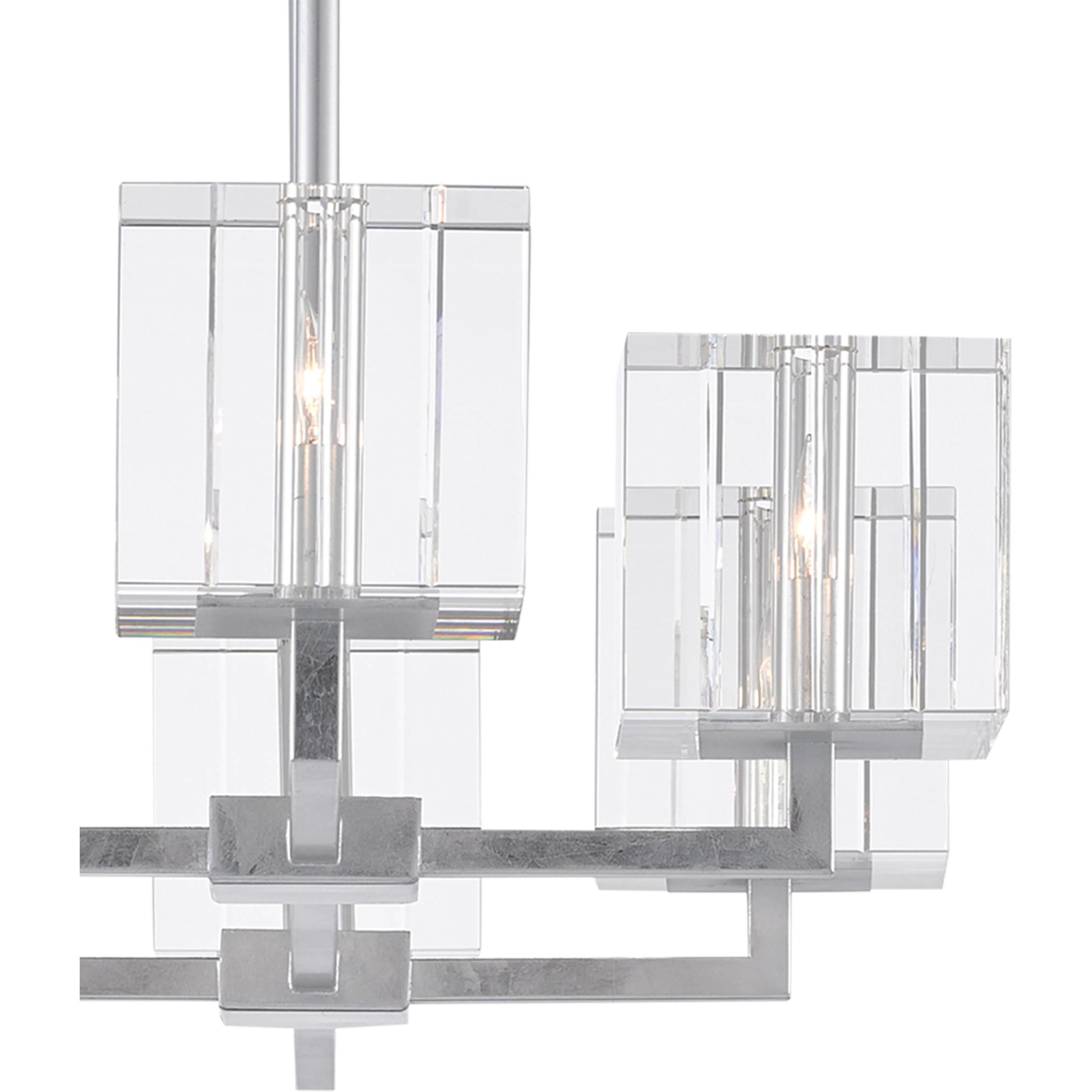 Valerio Chandelier by Currey and Company in silver leaf. Made from metal, optic crystal in a modern style.