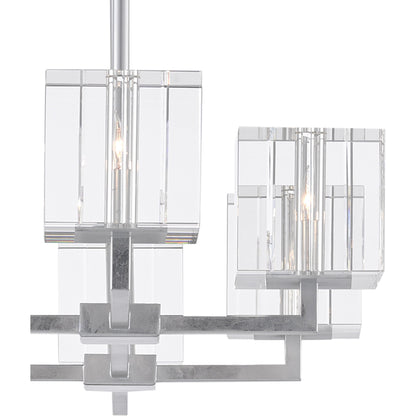 Valerio Chandelier by Currey and Company in silver leaf. Made from metal, optic crystal in a modern style.