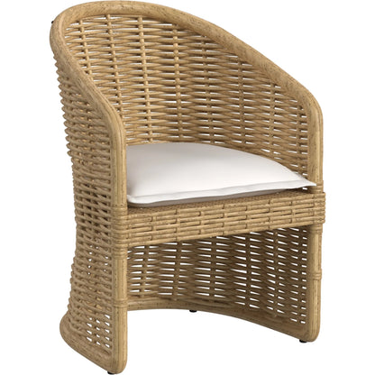 Playa Outdoor Dining Chair by Sunset West in medium wood. Made from resin wicker in a rustic style.