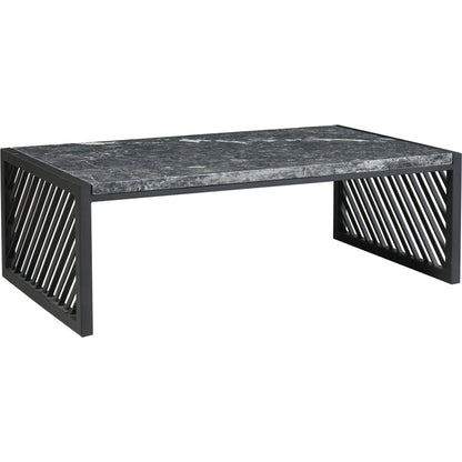 Modern Industrial Stone Top Cocktail Table by Pulaski Furniture in black. Made from stone in a modern style.