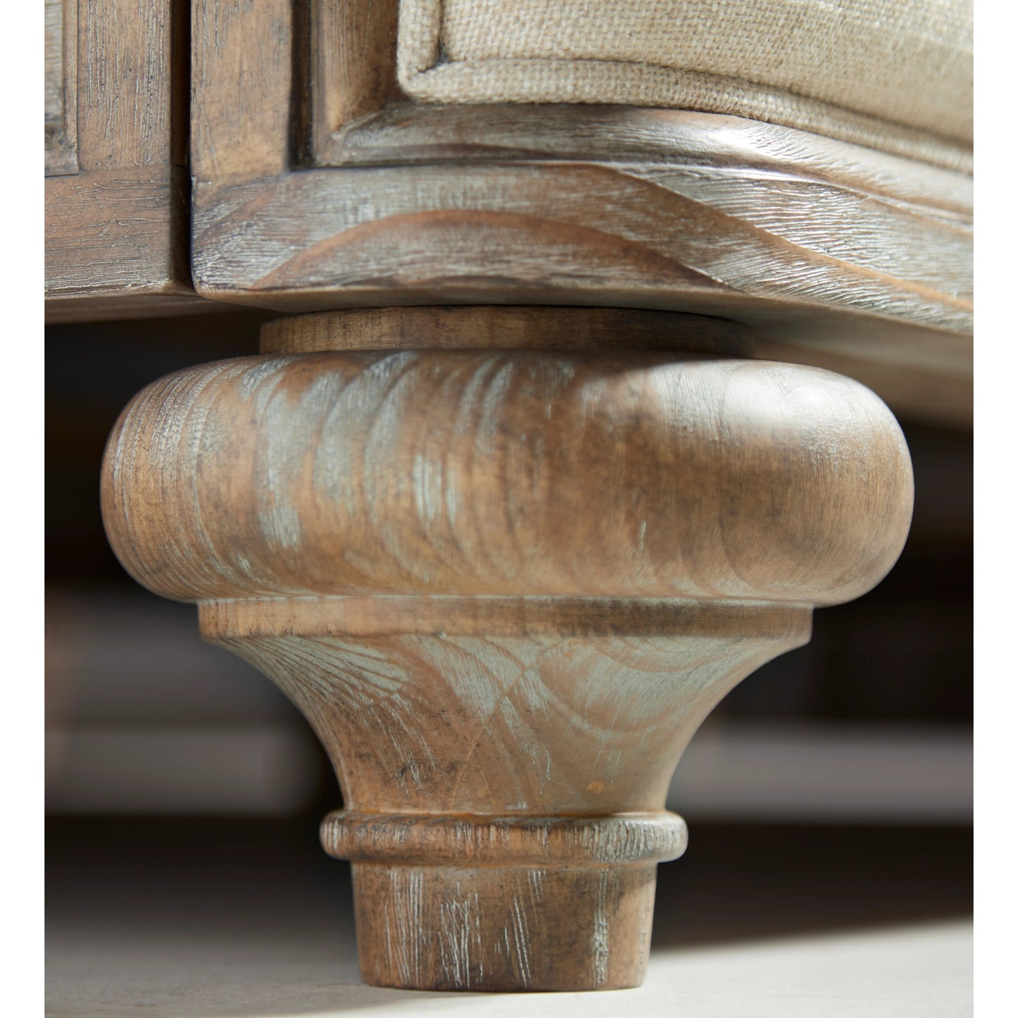 007 SI-2064916,SI-2064917,SI-2064918 | Closeup | Architrave Upholstered Panel Bed by A.R.T. Furniture in almond. Made from pine solids and veneer, foam, fabric in a traditional style.