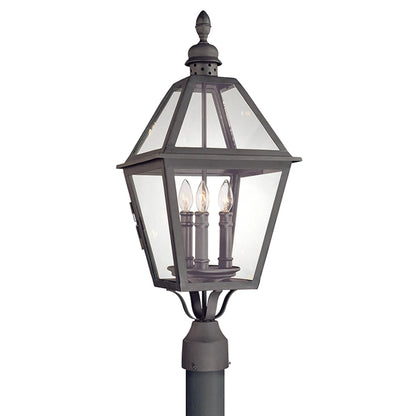 Townsend Post Light by Troy in textured black. Made from hand worked iron in a cottage & farmhouse style.