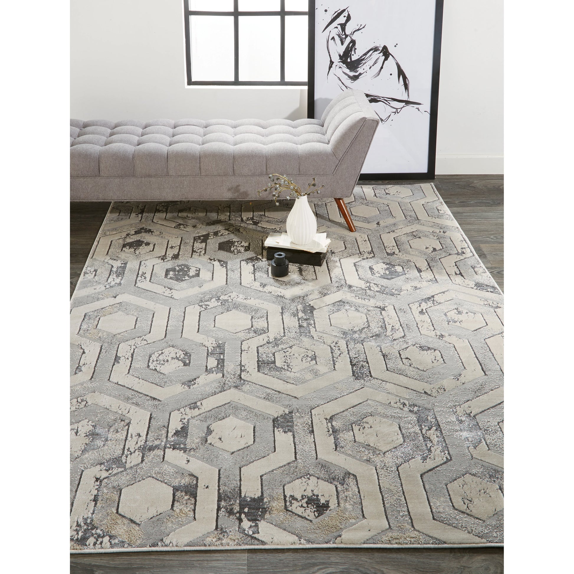 Micah Rug - 3046F by Feizy in gray, taupe, silver. Made from polyester, polypropylene in a unique style.