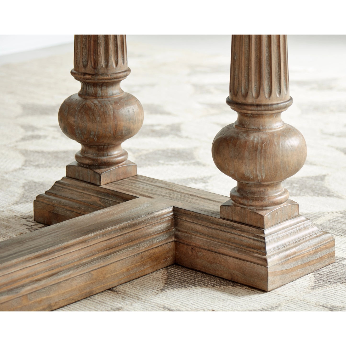 012 SI-2064914 | Closeup | Architrave Trestle Dining Table by A.R.T. Furniture in almond. Made from pine solids and veneer, resin in a traditional style.