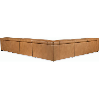 Fresco 6 Seat Power Recline Sectional by Hooker Furniture in brown. Made from leather in a traditional style.