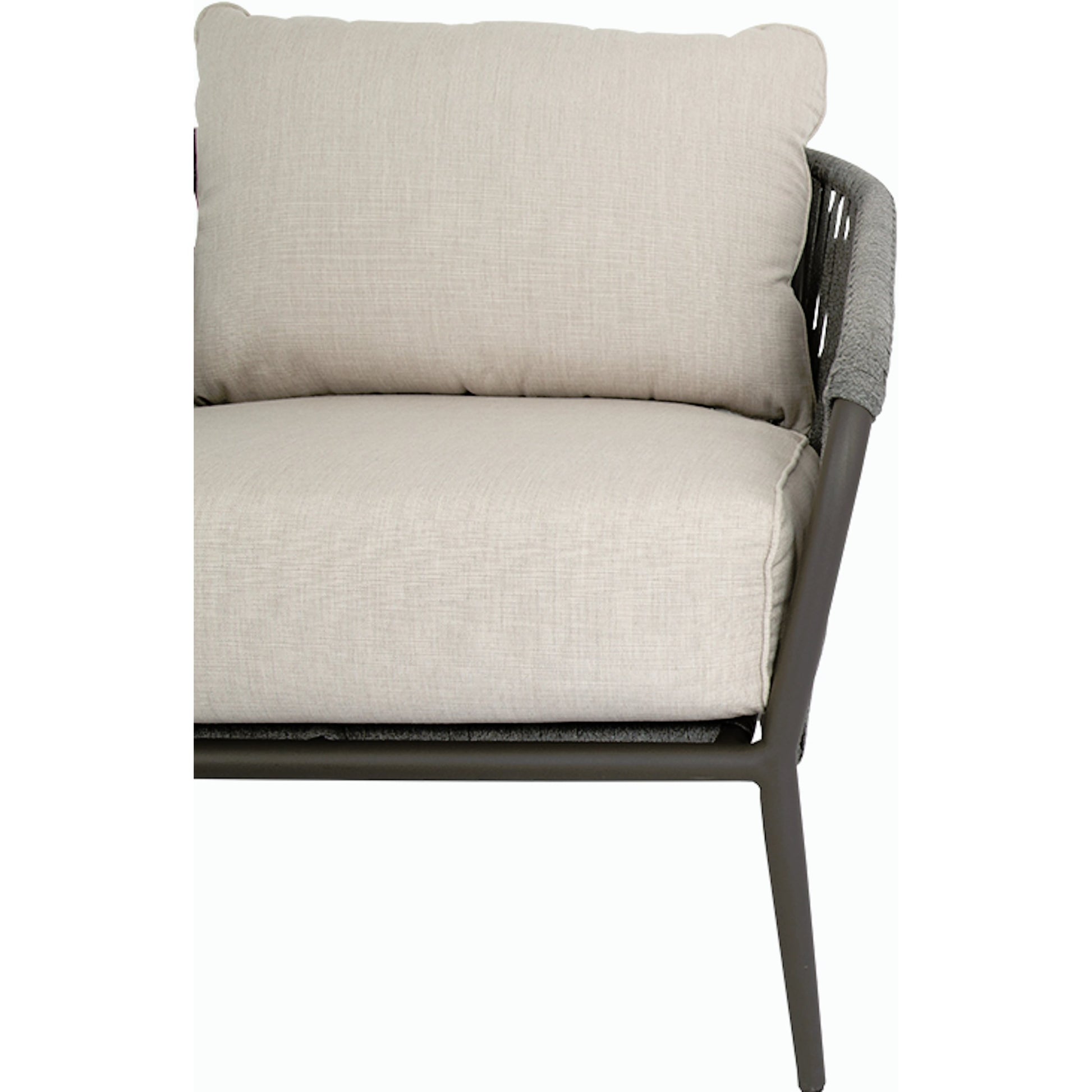 Florence Outdoor Club Chair by Sunset West in graphite. Made from olefin rope in a coastal style.