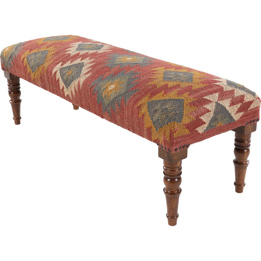Panja - 25287 by Livabliss in dark red, sage, mustard and polished. Made from jute, wood in a rustic style.