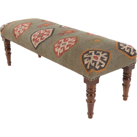 Panja - 25288 by Livabliss in dark green, dark red, beige and polished. Made from jute, wood in a rustic style.