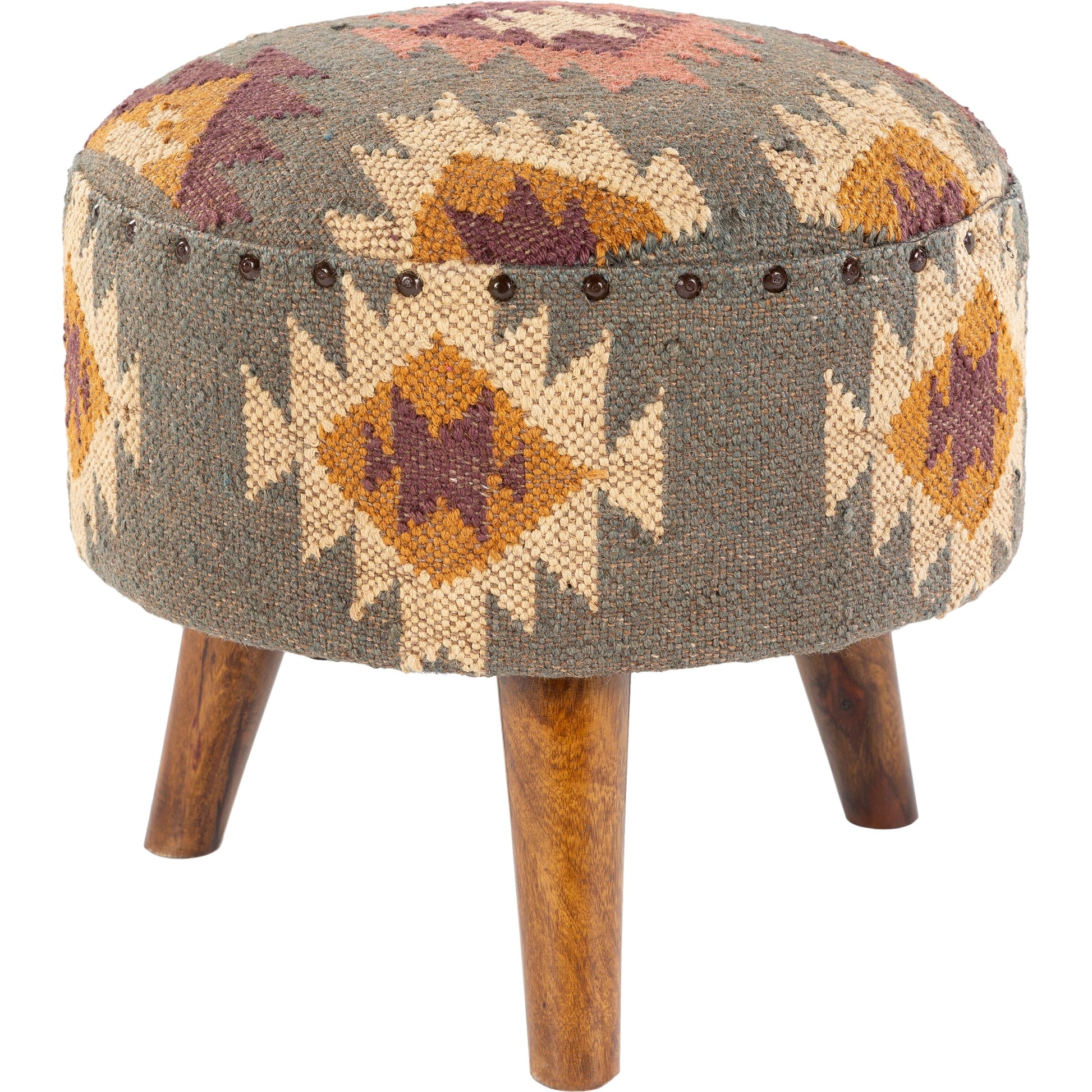 Panja - 25289 by Livabliss in dark red, sage, mustard and polished. Made from jute, wood in a rustic style.