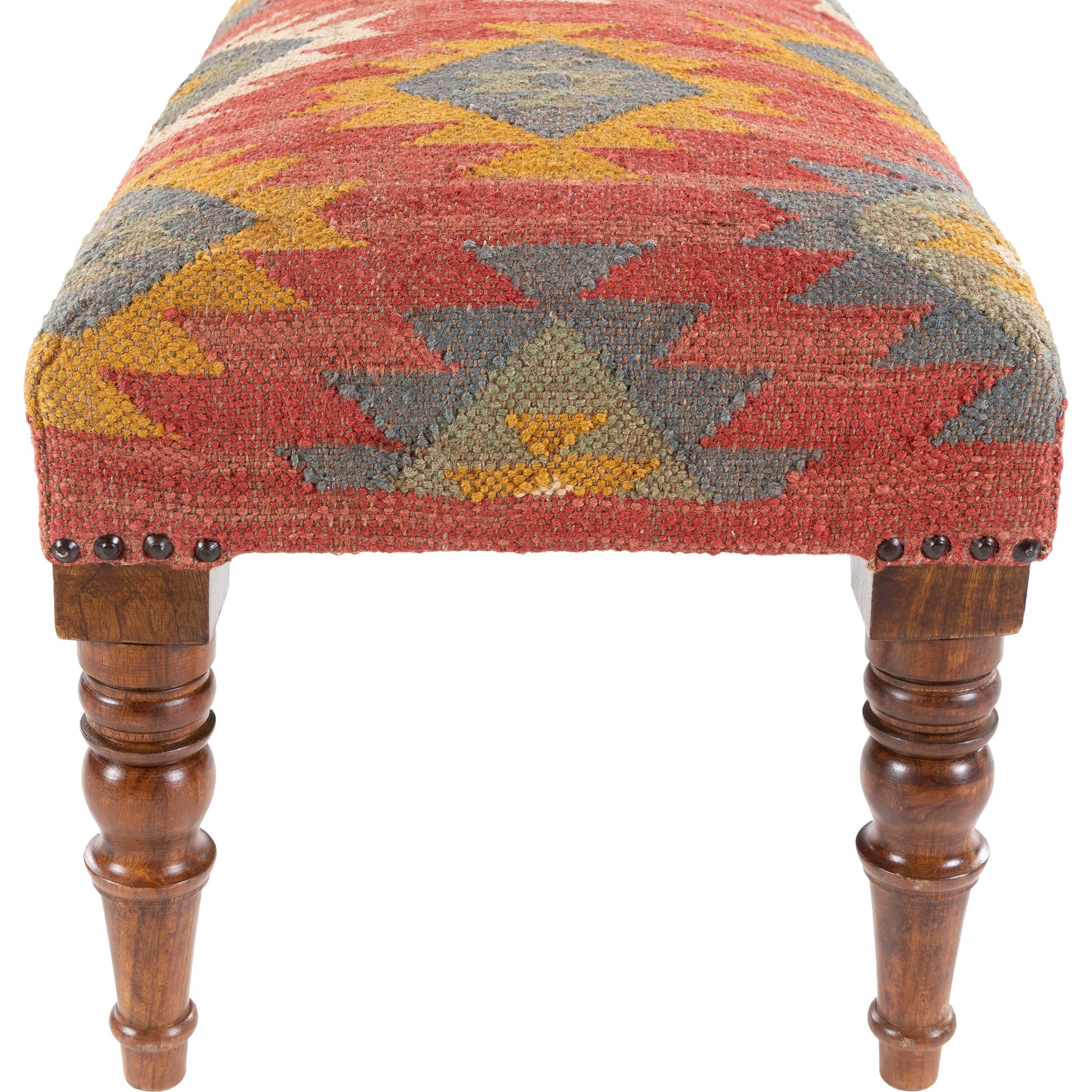 Panja - 25287 by Livabliss in dark red, sage, mustard and polished. Made from jute, wood in a rustic style.