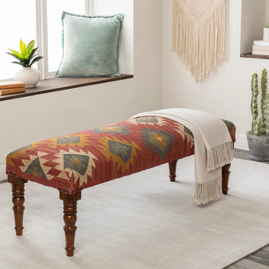 Panja - 25287 by Livabliss in dark red, sage, mustard and polished. Made from jute, wood in a rustic style.