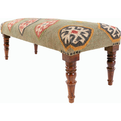 Panja - 25288 by Livabliss in dark green, dark red, beige and polished. Made from jute, wood in a rustic style.