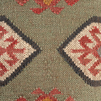 Panja - 25288 by Livabliss in dark green, dark red, beige and polished. Made from jute, wood in a rustic style.