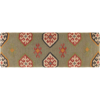 Panja - 25288 by Livabliss in dark green, dark red, beige and polished. Made from jute, wood in a rustic style.