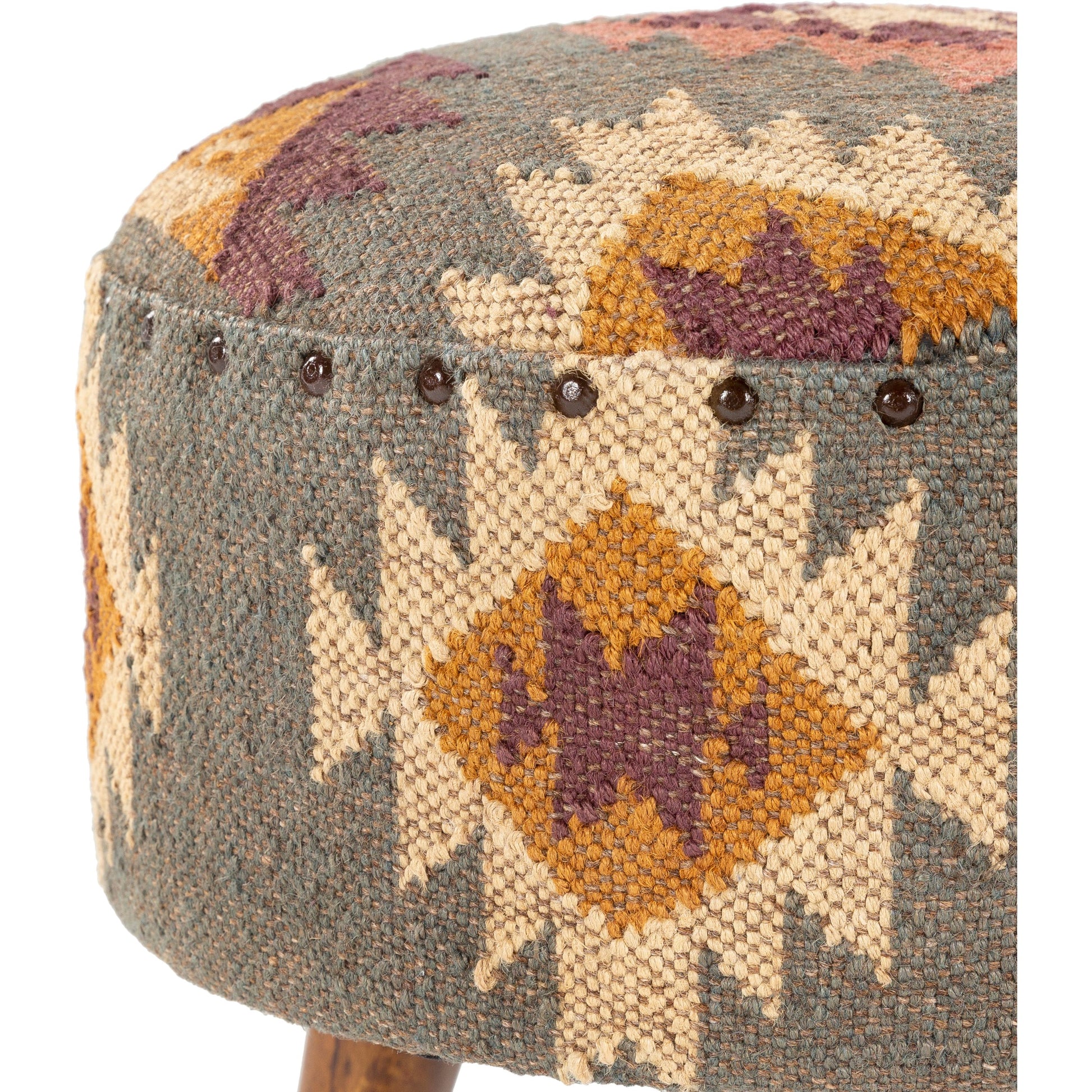 Panja - 25289 by Livabliss in dark red, sage, mustard and polished. Made from jute, wood in a rustic style.