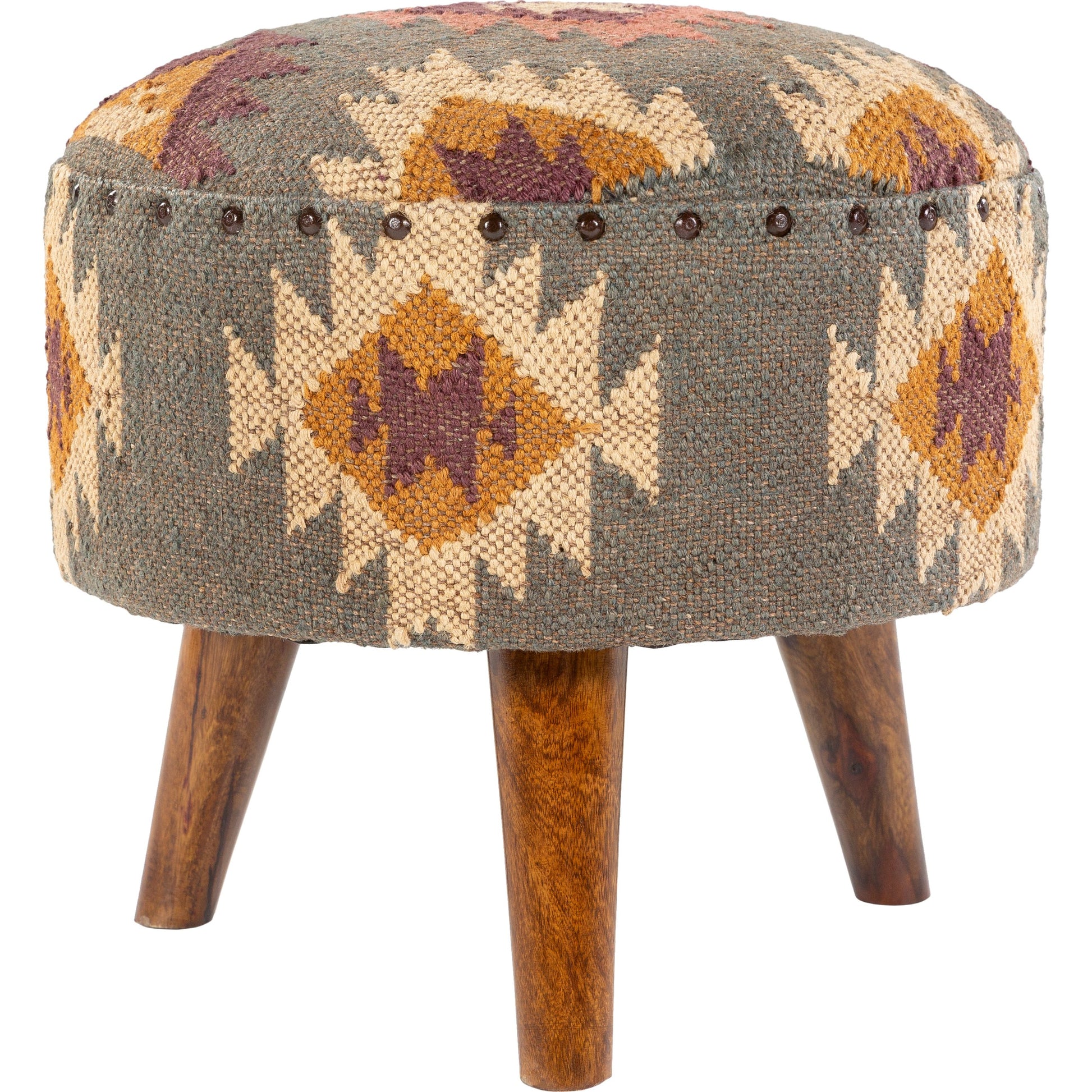 Panja - 25289 by Livabliss in dark red, sage, mustard and polished. Made from jute, wood in a rustic style.