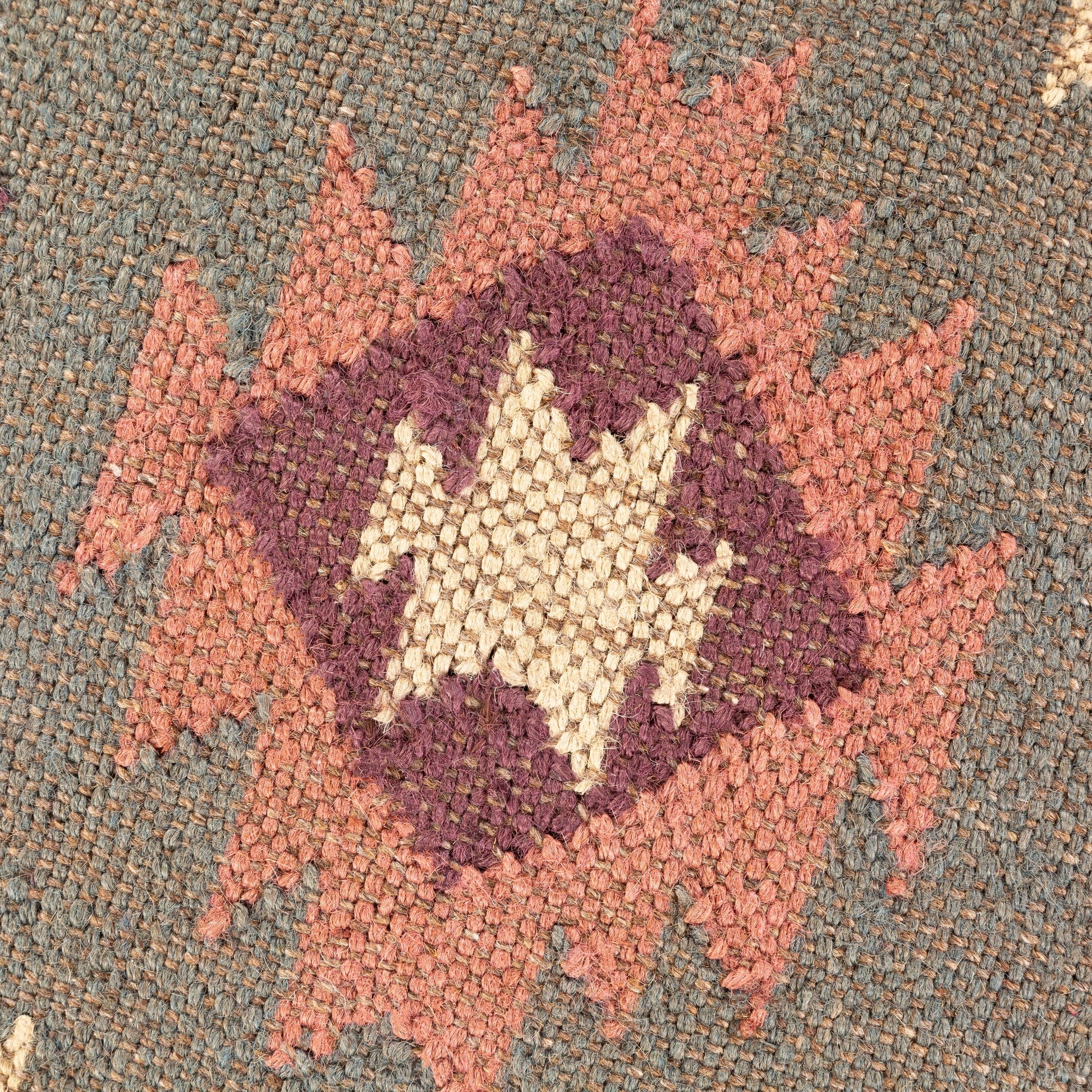 Panja - 25289 by Livabliss in dark red, sage, mustard and polished. Made from jute, wood in a rustic style.