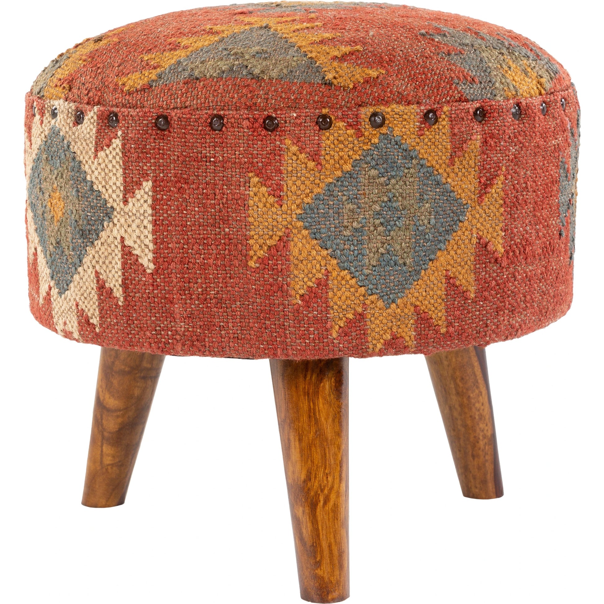 Panja - 25289 by Livabliss in dark red, sage, mustard and polished. Made from jute, wood in a rustic style.