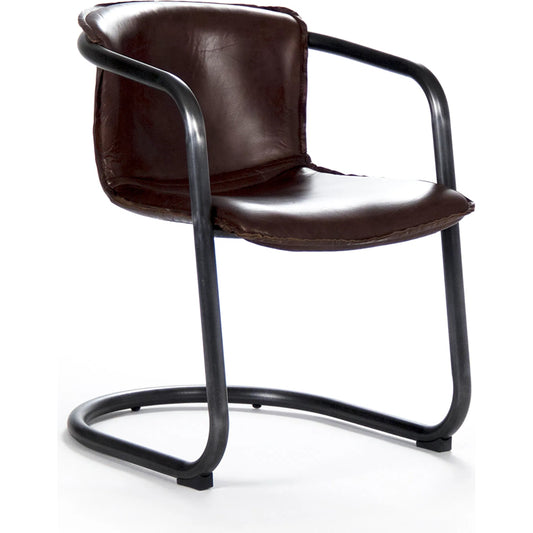Kye Dining Chair by Zentique in top grained brown leather and iron. Made from iron in a modern style.