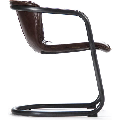Kye Dining Chair by Zentique in top grained brown leather and iron. Made from iron in a modern style.
