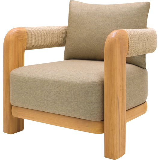 Palma Accent Chair by Surya in taupe, honey, sandstone, wheat. Made from sunbrella, acrylic, teak wood, quick dry foam in a transitional style.