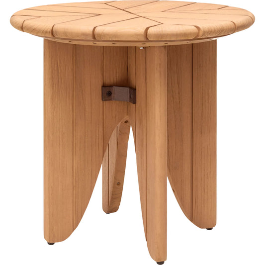 Solene End Table by Surya in warm oak, honey. Made from teak wood in a transitional style.
